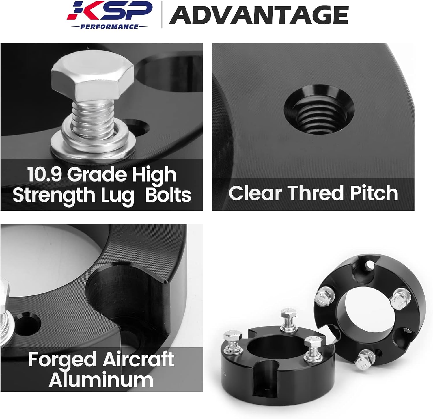 KSP Ranger Leveling Lift Kits, 2.5inch Front Strut Spacer Compatible with Ranger 2WD 4WD 2019-2022, Forged Aircraft Aluminum Suspension Level Kits Raise 2.5" on Pickup with 255/265/285 Tires