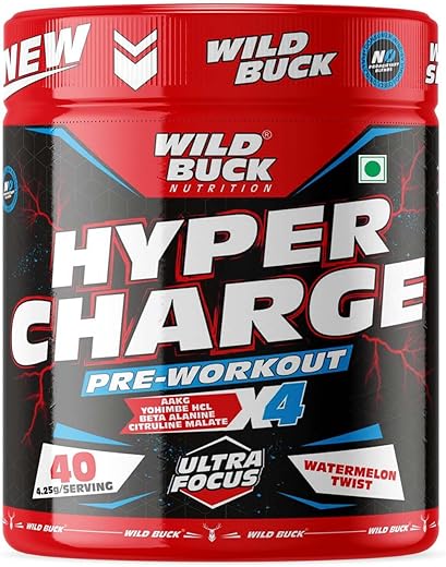 WILD BUCK Wild Pre-X4 Hardcore Pre-Workout Supplement Powder with Creatine Monohydrate,Arginine AAKG,Beta-Alanine,Explosiv