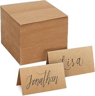 200 Pack Kraft Paper Place Cards for Table Setting, Blank Name Cards for Wedding Reception, Baby Shower, Graduation, Birthday, Table Numbers (3.5 x 2 In, Brown)
