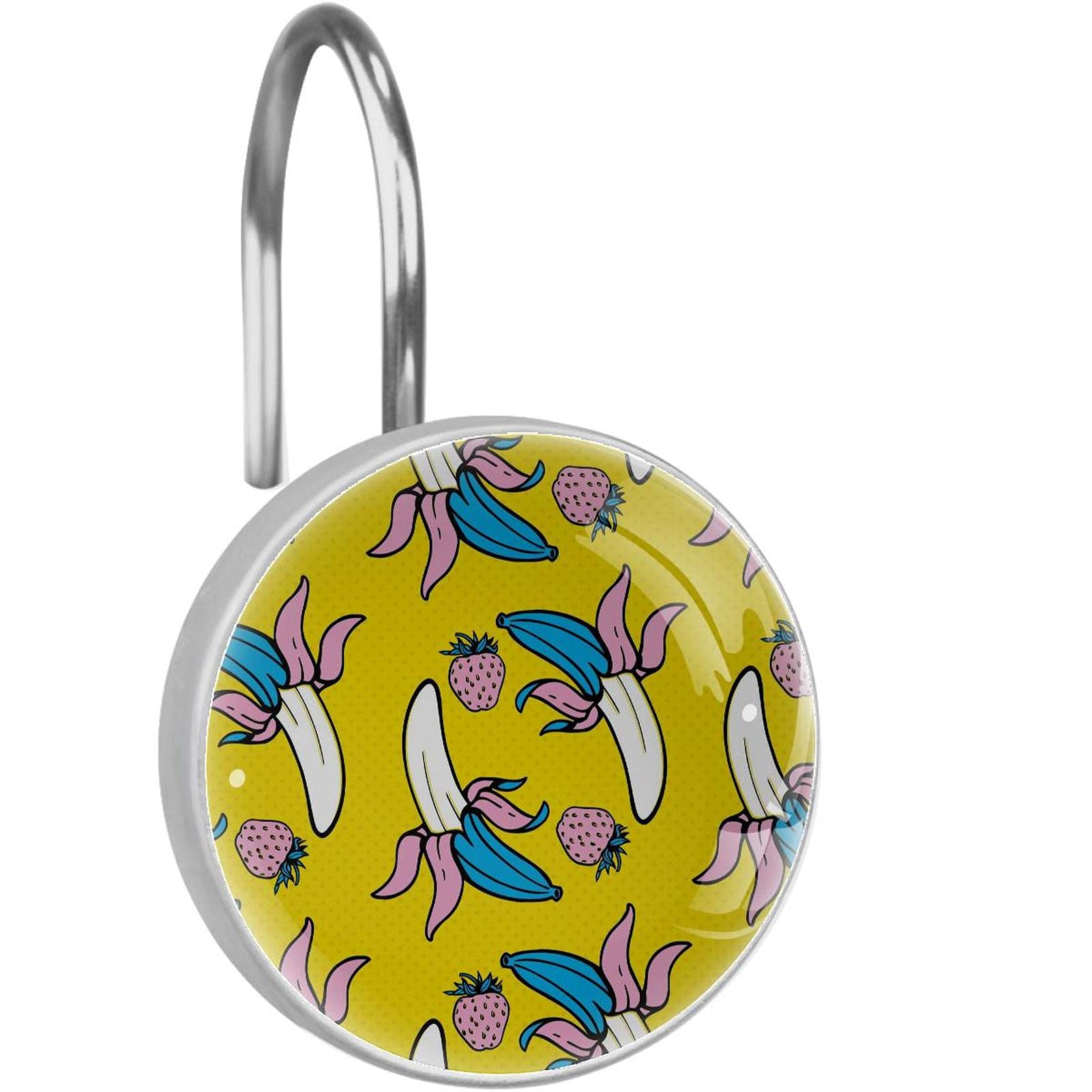 Crochets pour rideau de douche en acier inoxydable jaune banane fraise