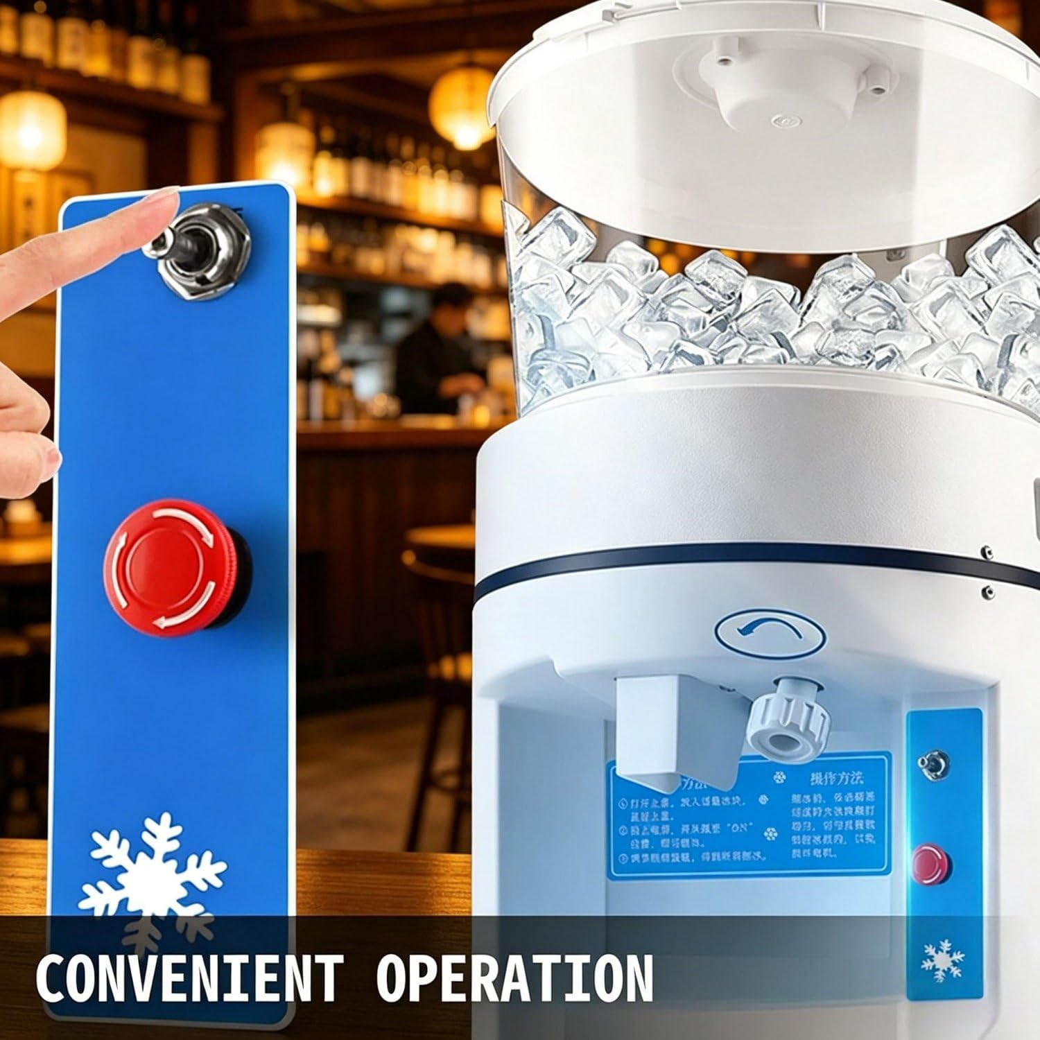 Trituradora de Hielo eléctrica con Cuchillas de Acero Inoxidable para triturar rápidamente Hielo, Ideal para granizados, cócteles, café Helado y para Uso doméstico en la Cocina.