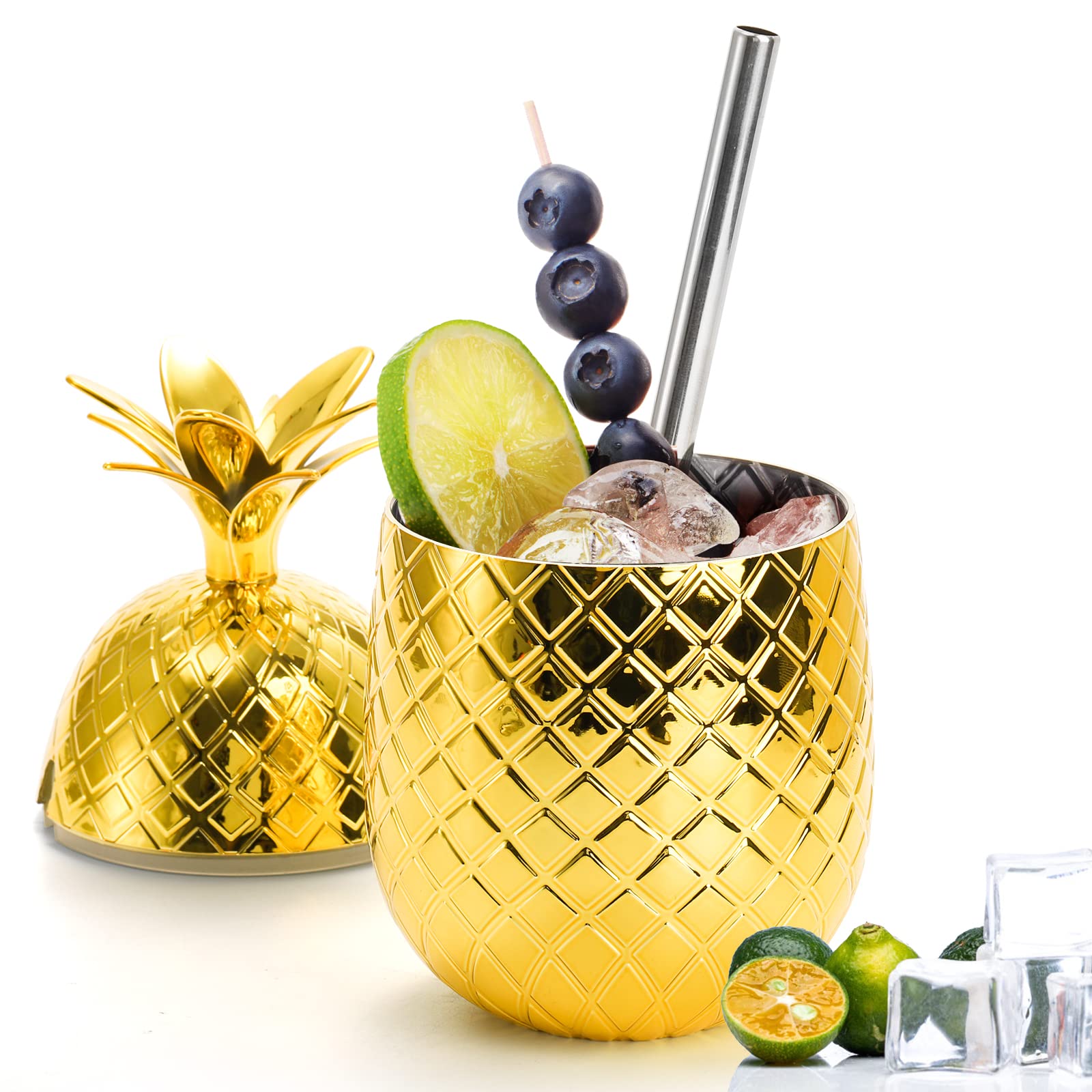 Amazon.com | Okllen 2 Pack Plastic Pineapple Drink Cups, 16 OZ  display picture 1