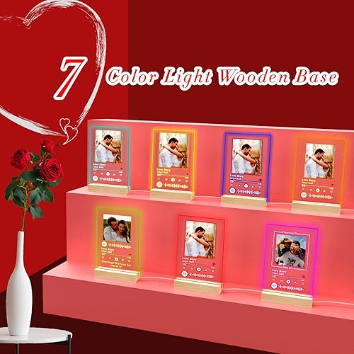 Miniatura 3 de Bandfol Canción acrílica personalizada con foto, placa de Spotify personalizada transparente, regalos de música de luz nocturna, placa de vidrio