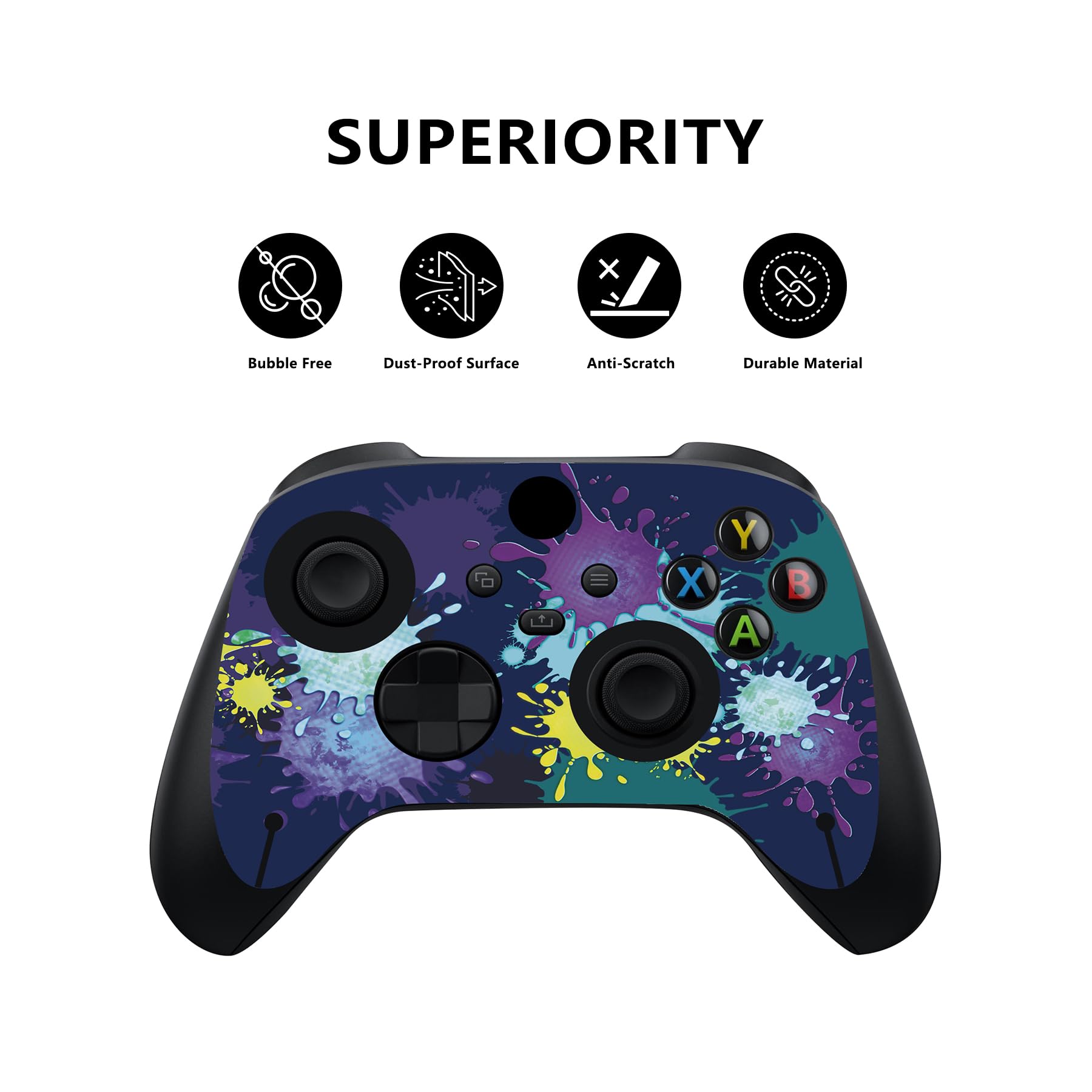 PlayVital Splattering Paint Custom Vinyl Skins for Xbox Series X, Wrap Decal Cover Stickers for Xbox Series X Console Controller - 2