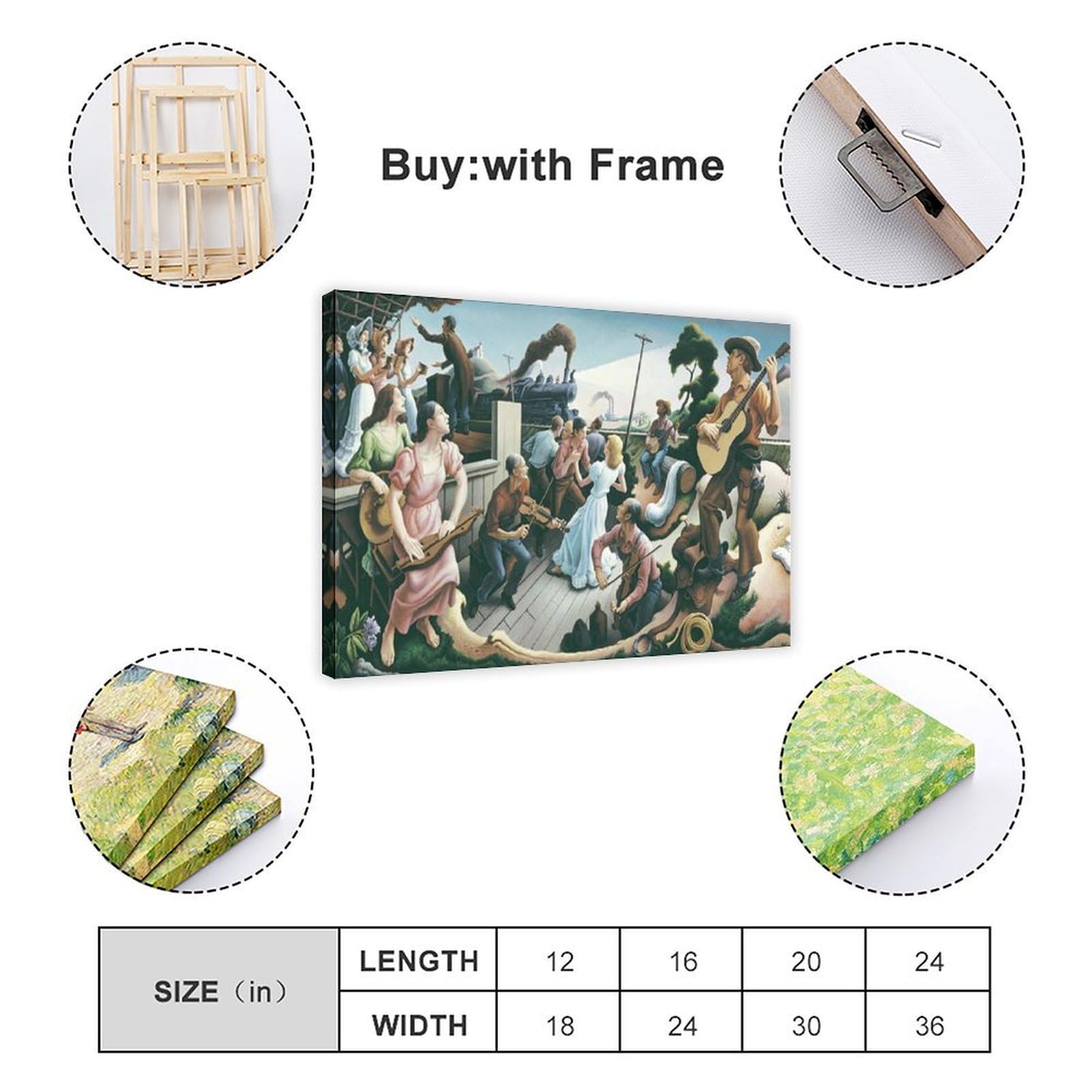 WCYB The Sources of Country Music di Thomas Hart Benton Stampe poster su tela Deco Dipinti Wall Art per ufficio soggiorno cornice 61 cm L x 91,4 cm W
