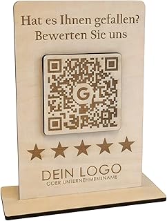 Bewertungsaufsteller QR-Code | Aufsteller für Google Bewertungen Holz 12x8 cm