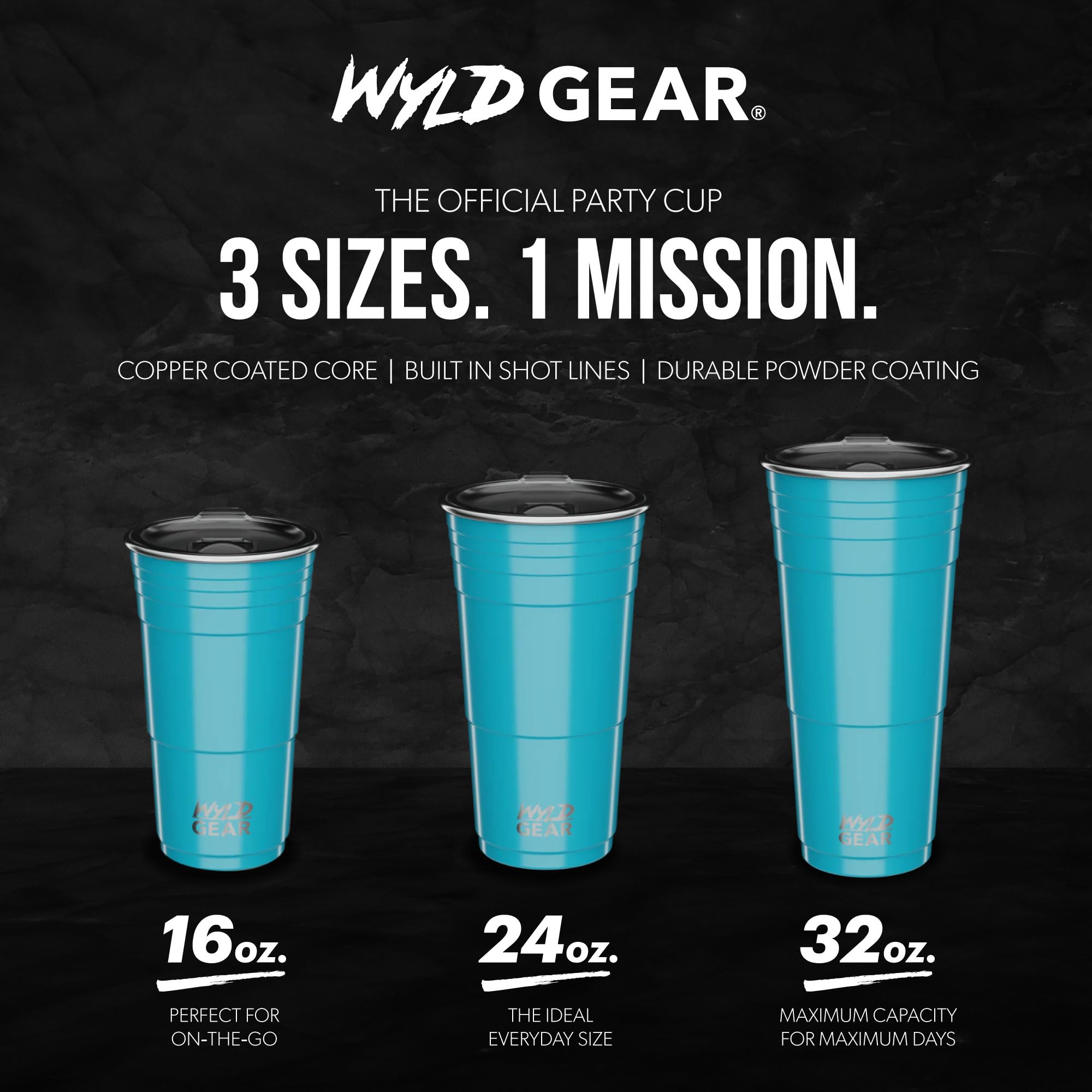 Wyld Gear Partybecher, 900 ml, Blaugrün, Edelstahl, wiederverwendbar, Metallbecher mit Deckel