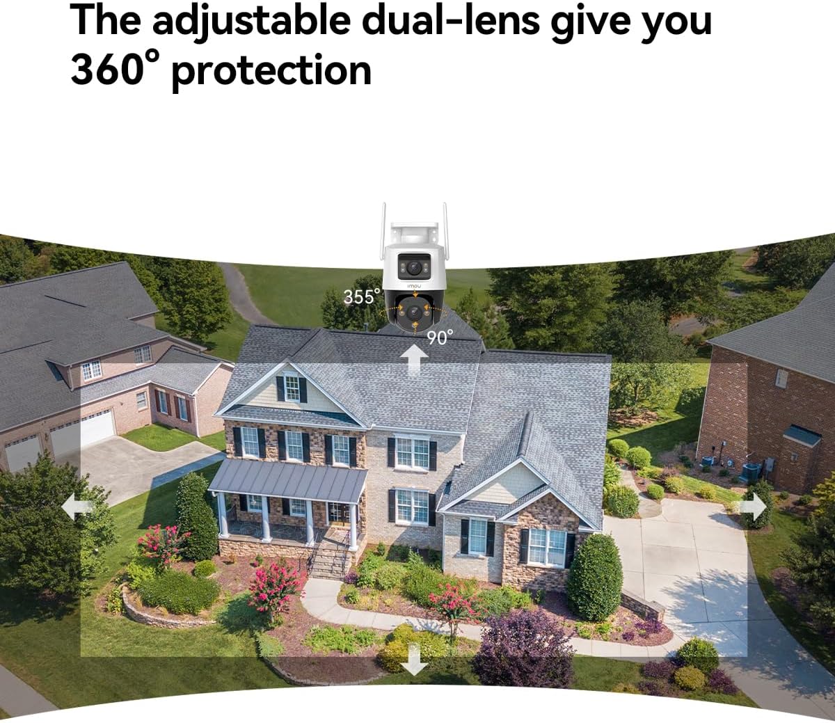 Imou Cruiser Dual showing 360 degree protection with dual lenses