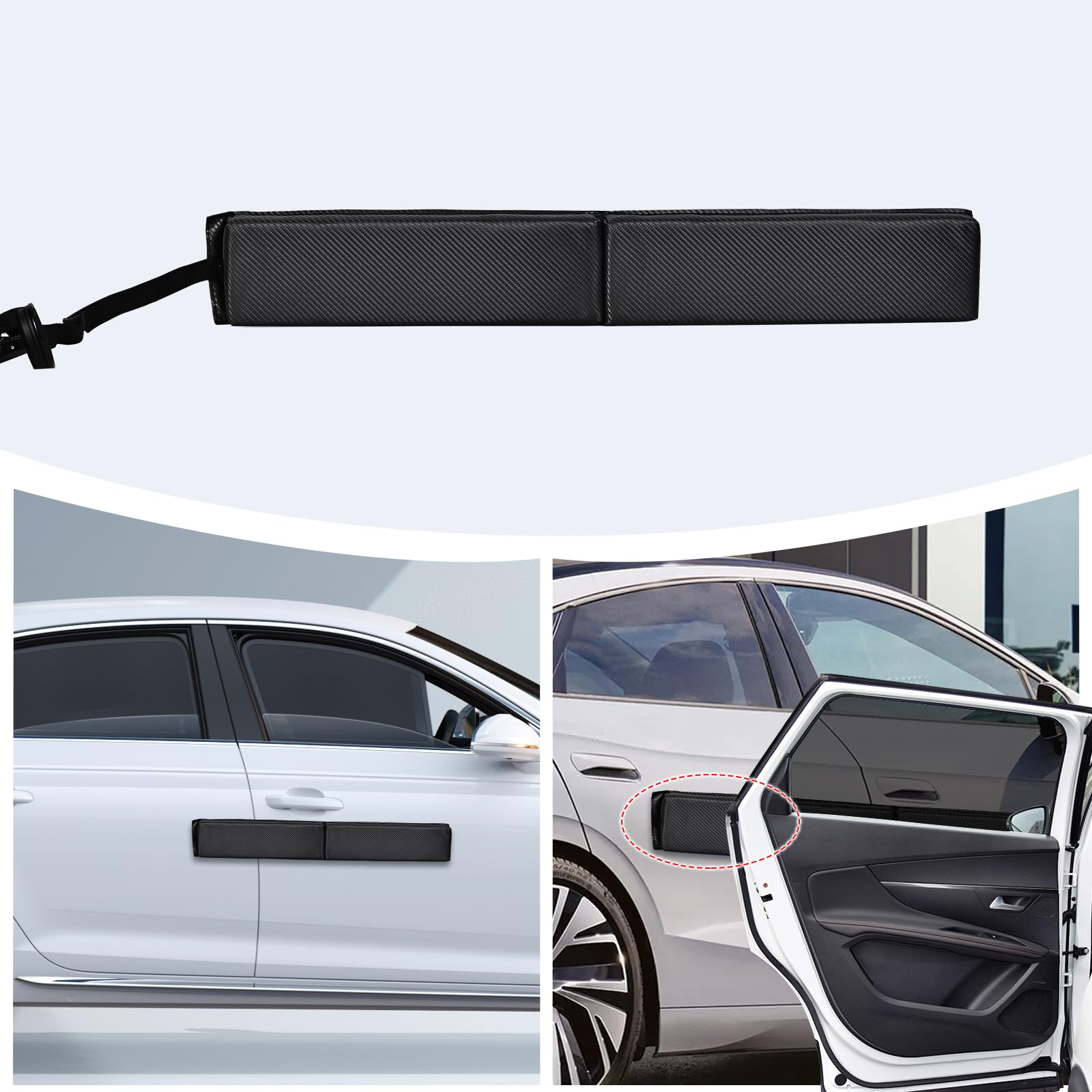 Hivexagon Protection magnétique pour Cadre de portière de Voiture - en Fibre de Carbone Vinyle Souple et Amovible - pour protéger Les encadrements de portières et Les Chocs - 80 cm (Noir)