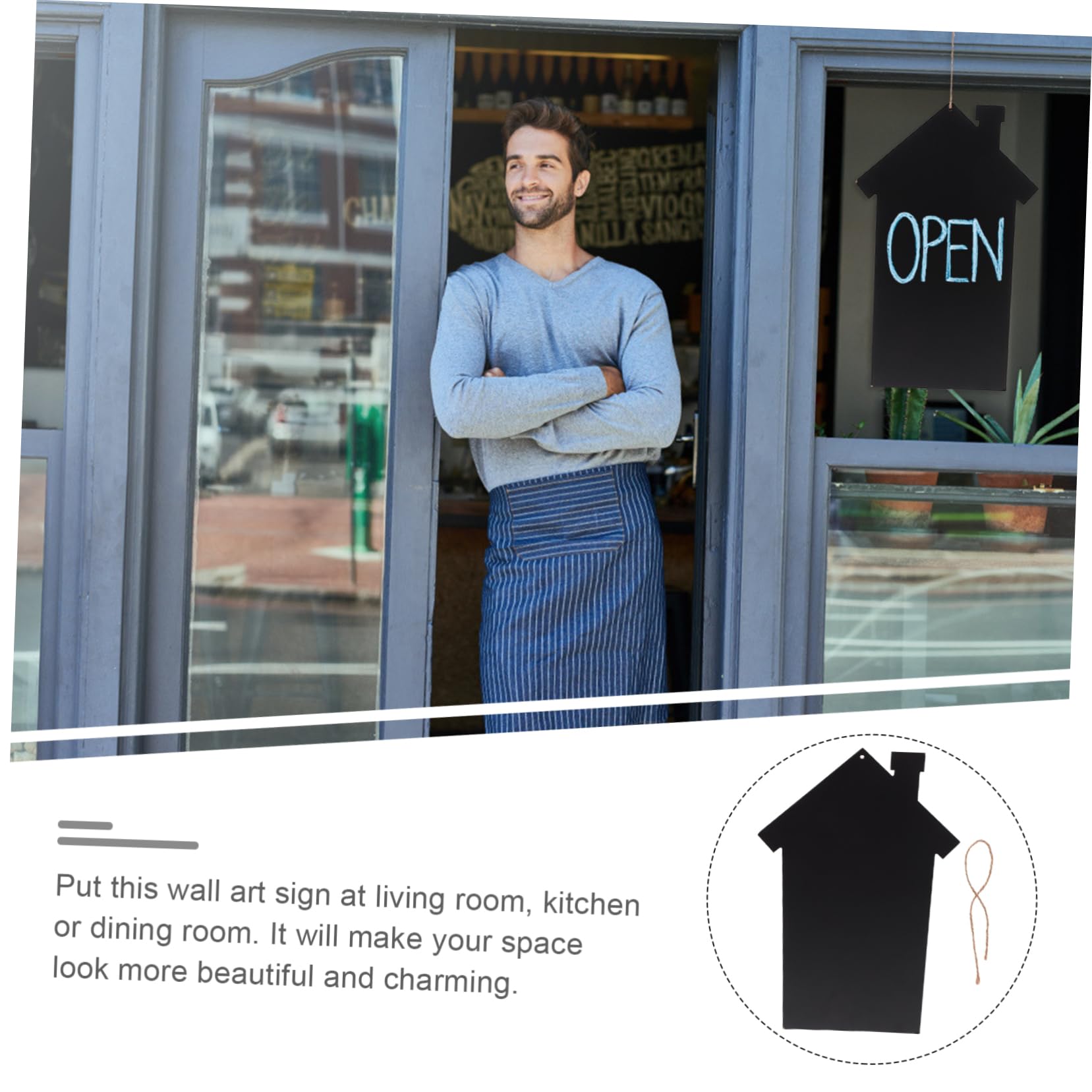 Happyyami Hanging Chalkboard Sign Wall Decor Home Sign Chalkboard for Wall Rustic Country Style Decor