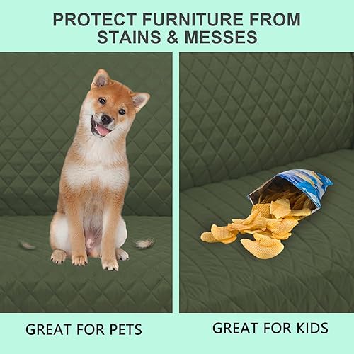 Miniatura 5 de Luxshare Home Reversible Oversized Sofa Covers Couch Cover Furniture Protector for Dogs Elastic Straps Water Resistant(XLSofa,HuntergreenSage)