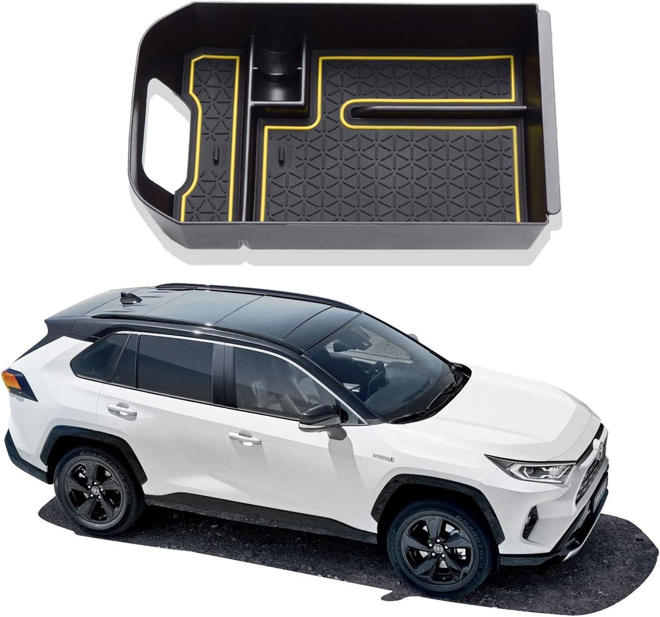 LFOTPP Armrest Center Console Organizer Tray Accessories Coin and Sunglasses Holder,Secondary Insert Storage Box for 2019 2020 RAV4 XA50 Orange