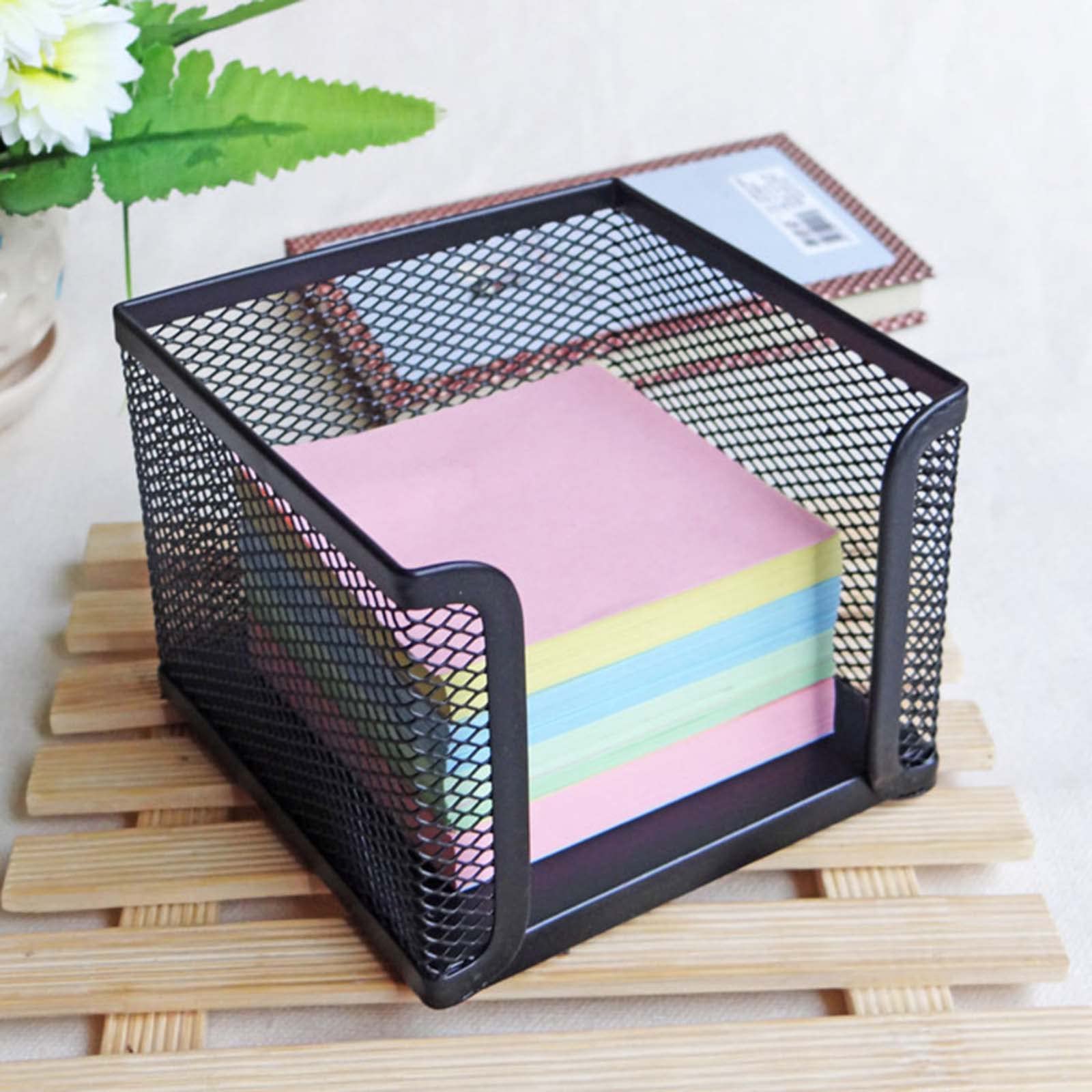 Rooyar Simple Metal Memo Cube Notes Holder for Office Desk Multi-Function Name Card Collection Supplies