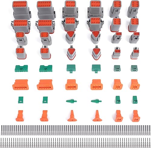AUTSCA Kit de conectores Deutsch DT Series de 192 piezas conectores de 2 3 4 6 8 12 pines con contactos sellados para automóviles camiones barcos