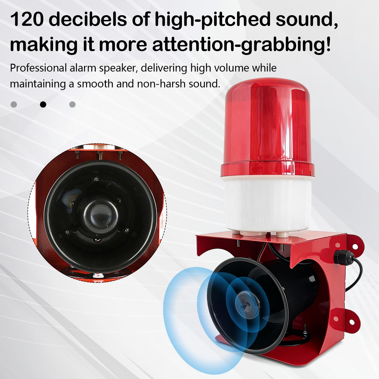 Sirena Alarma Industrial 120 dB Luz Estroboscópica IP65 Lámpara LED 220 V
