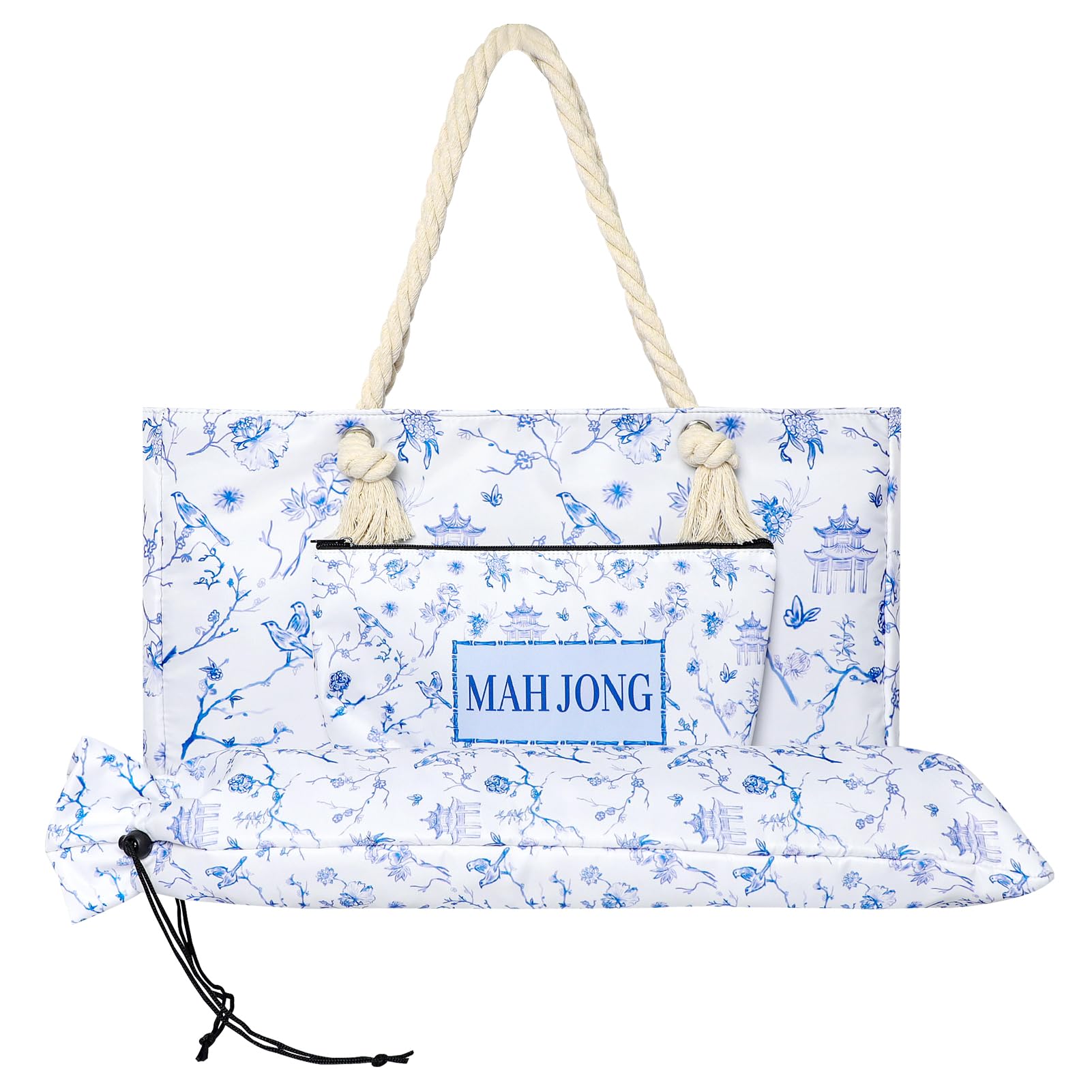 Empty Mahjong Bag for American Mahjong Set, Mahjong Carrying Bag with Tiles Bag and Racks Drawstring Bag