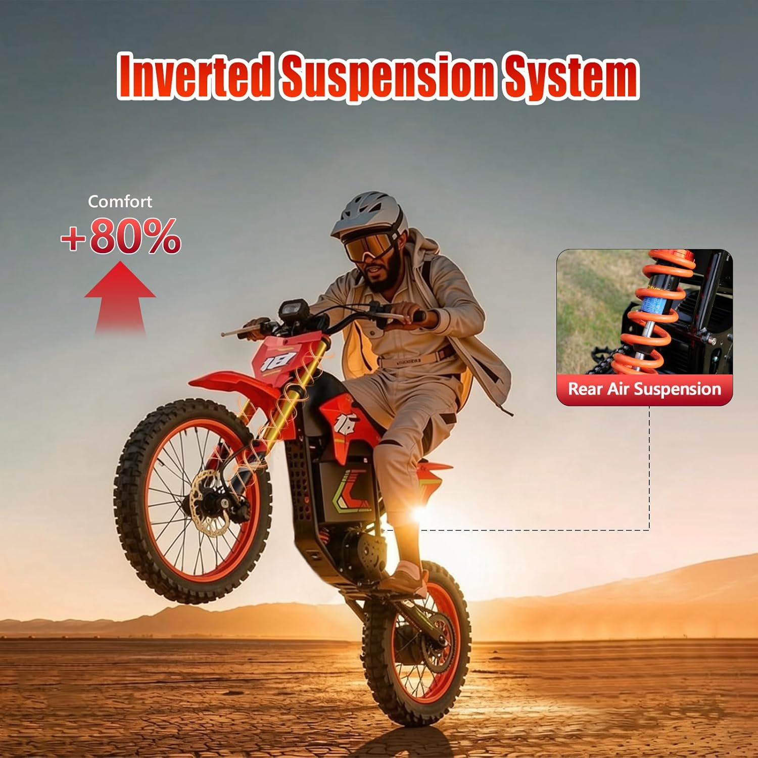 HAPPYRUN Electric Dirt Bike for Teens Adults, Mid-Drive Motor 6000W Peak, Electric Motorcycle 60V 30Ah Battery, 60-Mile Range, 46mph, Dual Hydraulic Brakes & Full Suspension Electric Motorcycle