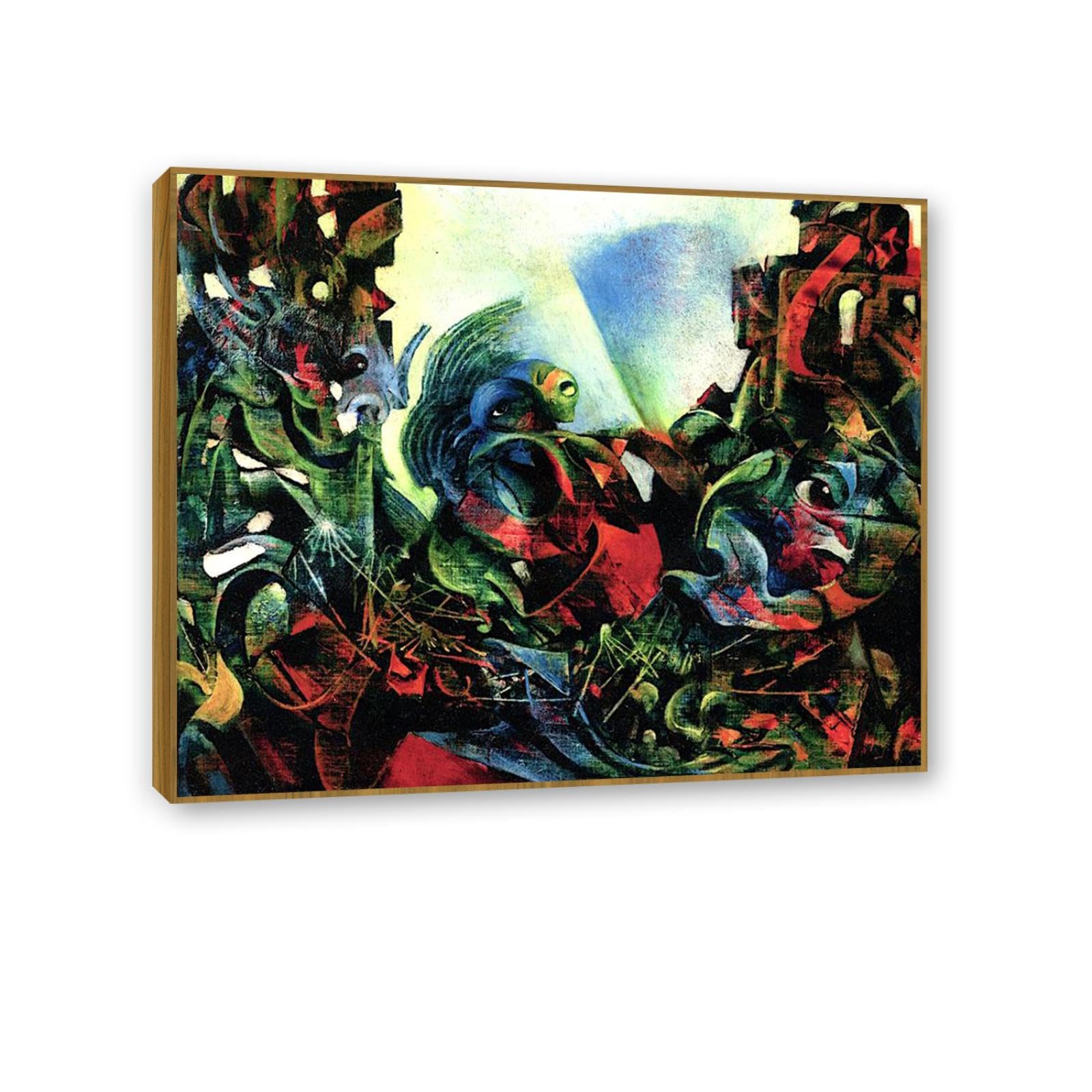 MYCGGDGH Max Ernst Canvas Wall Art Reproductions of Famous Paintings Untitled Retro Surrealist Canvas Wall Decor for Living room bathroom 80x60cm(32x24in) Framed