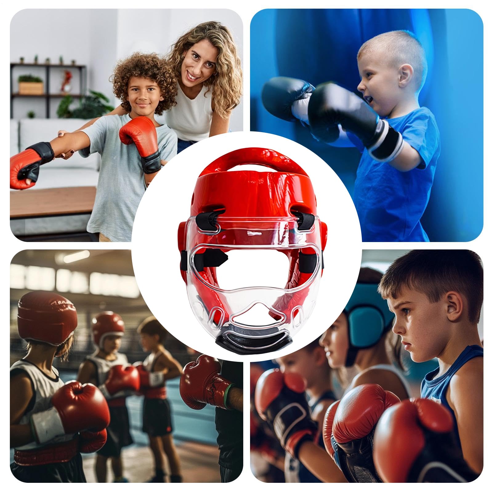 Protector de cabeza de boxeo, correa profesional, parrilla facial extraíble, casco para boxeo, equipo de combate para artes marciales, artes marciales, muay thai, karate