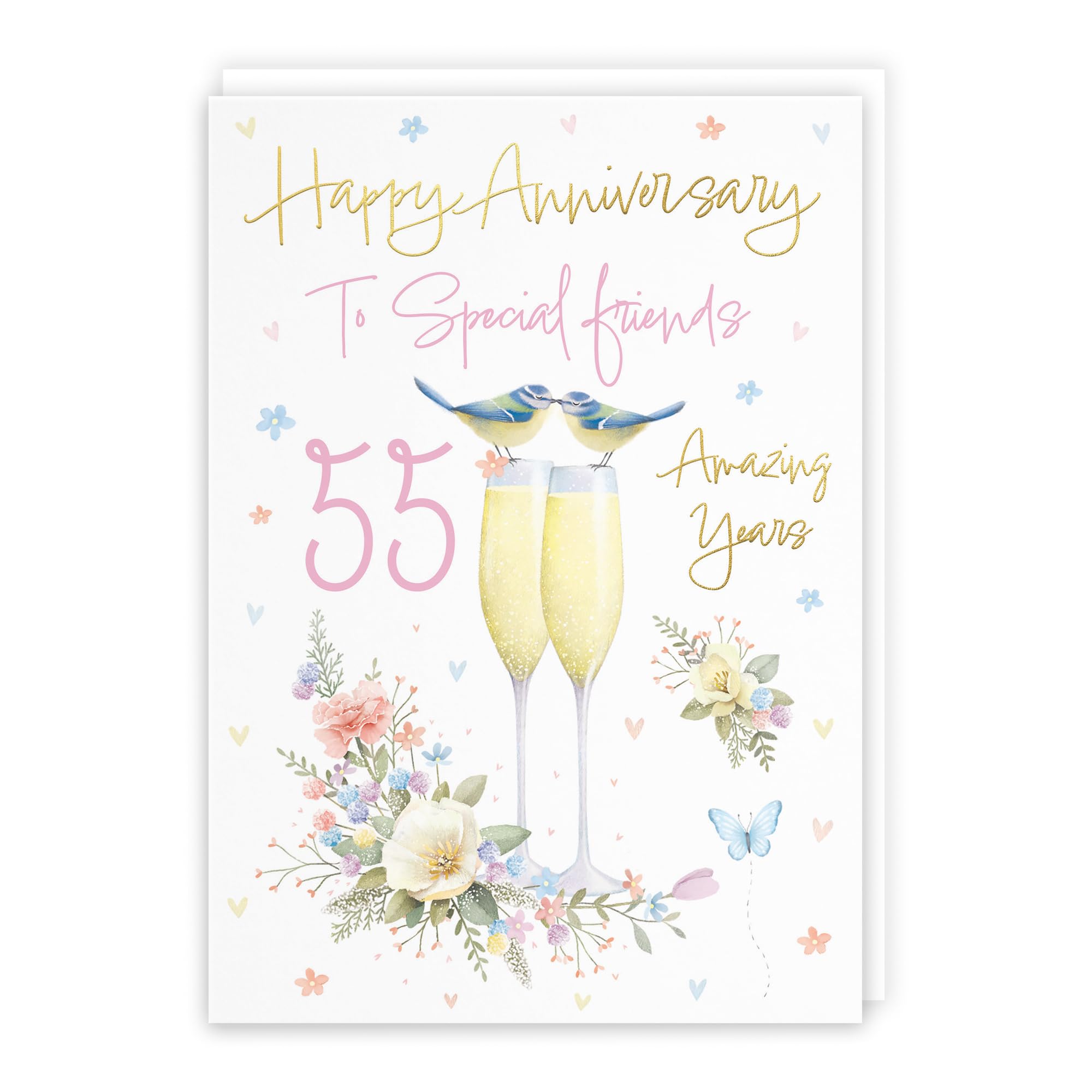 Hunts England - Special Friends 55th Anniversary Card - A5 Size - Champagne Flutes - Gold Foil - 55th Anniversary Card For Special Friends - 55 Years - Milo's Gallery โ image 1