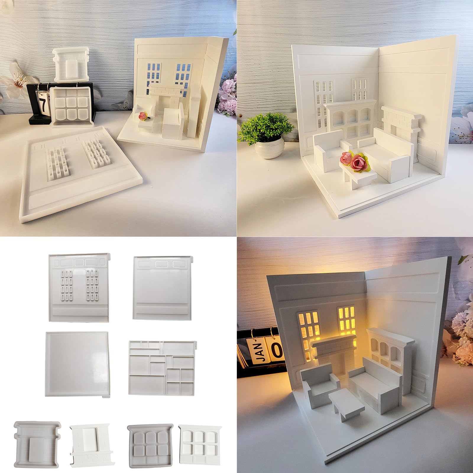 Molde de silicona flexible y resistente de resina epoxi para muebles con forma de bandeja para manualidades y decoración del hogar