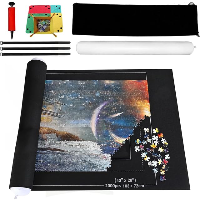 BangShou Tapete Puzzle, Estera de Rompecabezas Portátil Jigsaw Puzzle Roll Pad Fieltro Puzzles Tapete Puzzle…