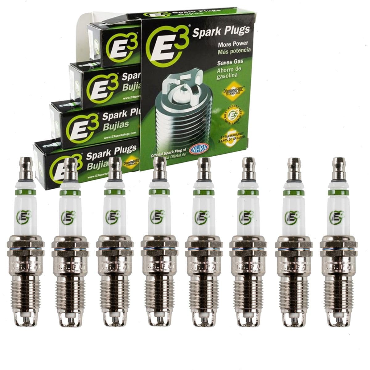 8 pc E3 Spark Plugs compatible with Chevrolet Tahoe 4.8L 5.3L 6.0L 6.2L V8 2000-2014