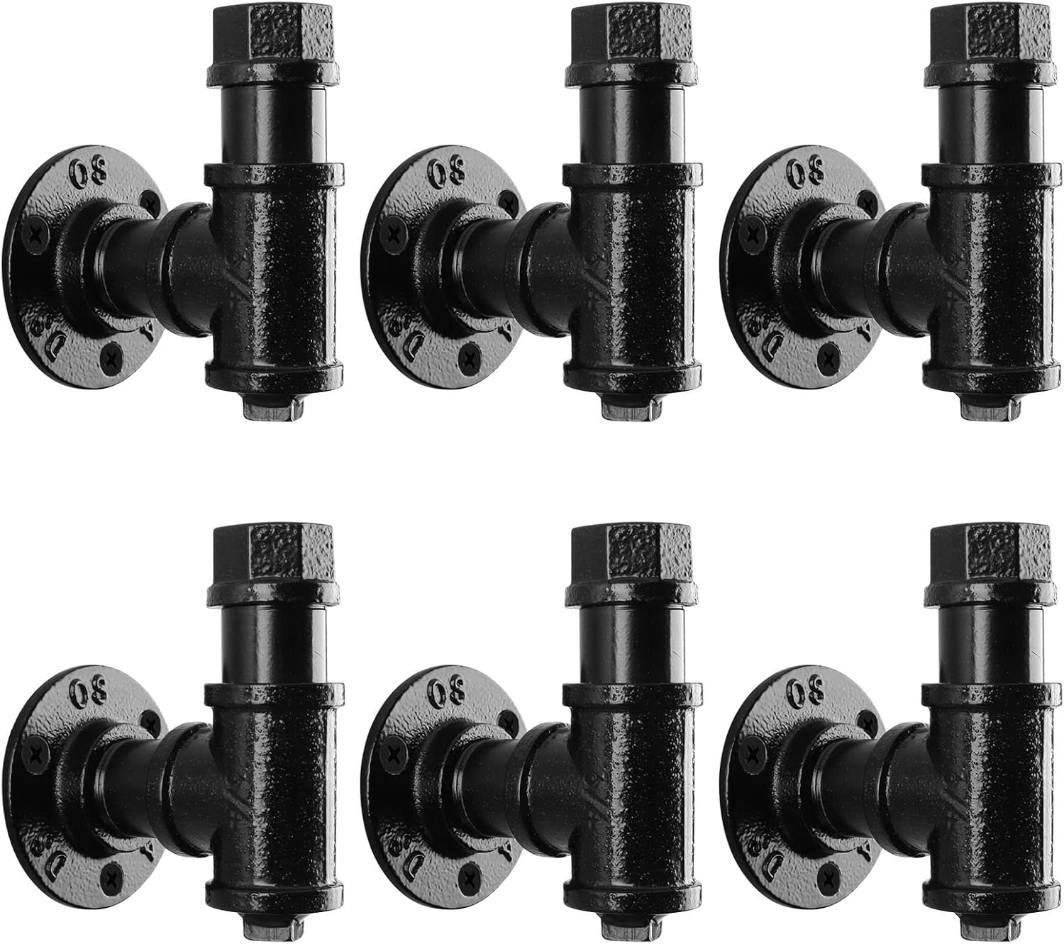 AOKLIT 6 Pack Bathroom Towel Hooks for Wall, Vintage Industrial Iron