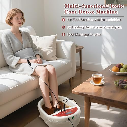 Miniatura 2 de Máquina de desintoxicación iónica para baño de pies, máquina de desintoxicación de pies, kit de spa de pies iónicos con 10 tabletas de jengibre, 2