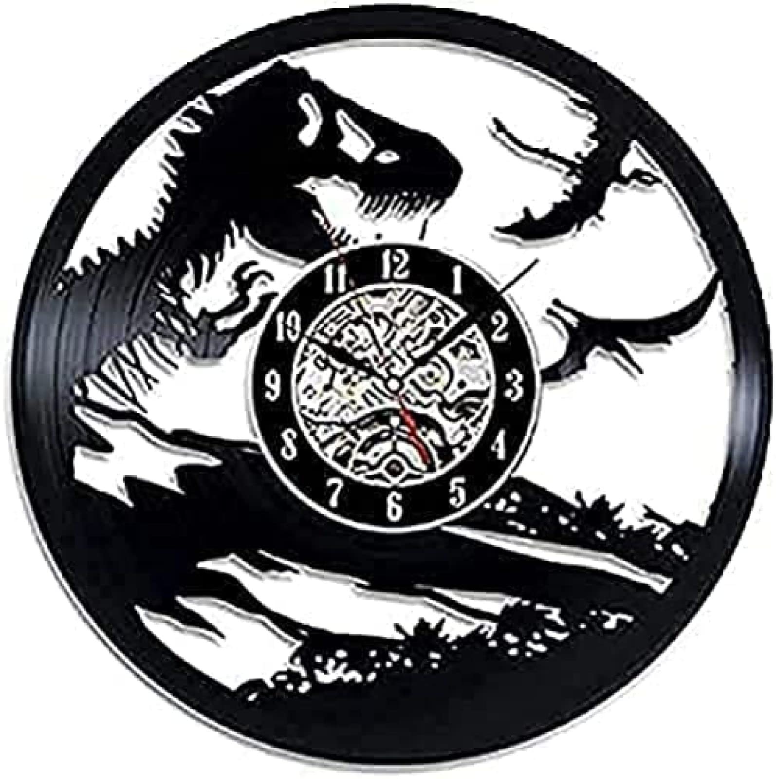 Horloges mur vinyle dinosaure pour chambre d'enfant design moderne 3D