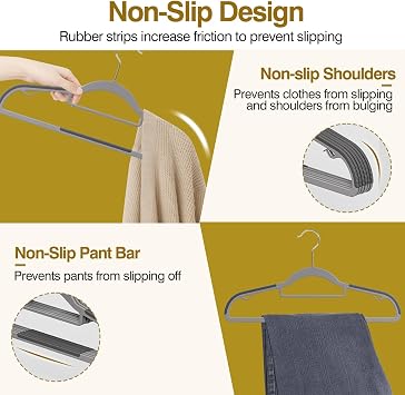 Plastic Hangers 50 Pack,16.5inch/42cm Hangers-Light & Dark Gray
