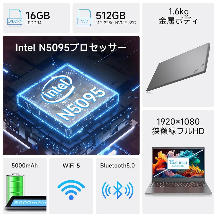 Celeron N5095ノートパソコン15.6インチ Office2024搭載 Amazon.co.jp: ノートパソコン 15.6インチ N5095 ノートPC