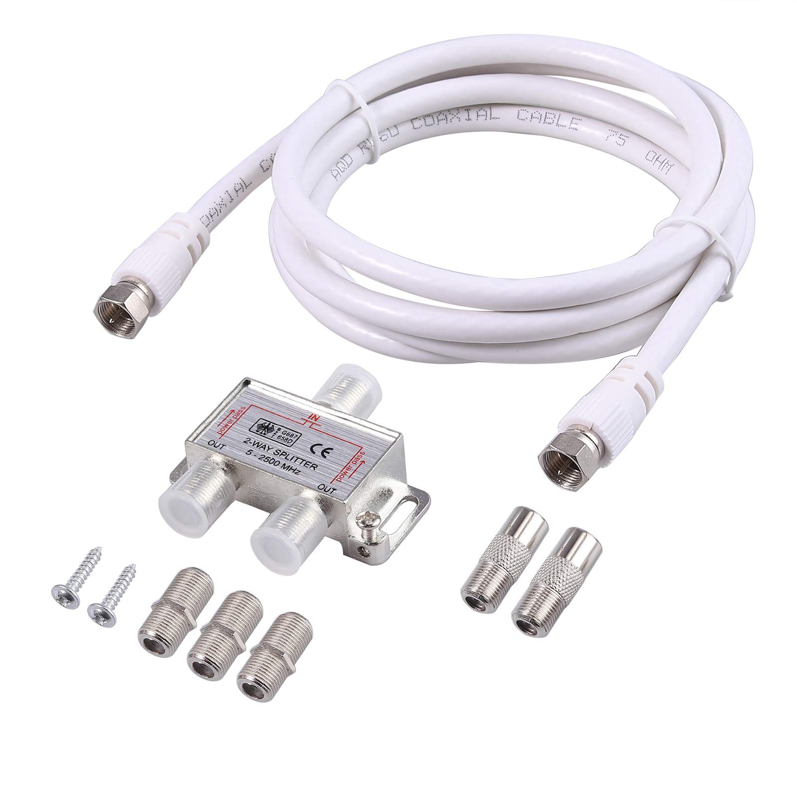 Neoteck 2 Way Sky Cable Splitter Satellite TV Aerial Cable Splitter Kit