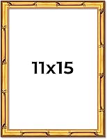 Vista 108 de Poster Palooza Marco de madera maciza de bambú dorado de 12 x 8 pulgadas con acrílico UV, respaldo de tablero de espuma y accesorios para colgar