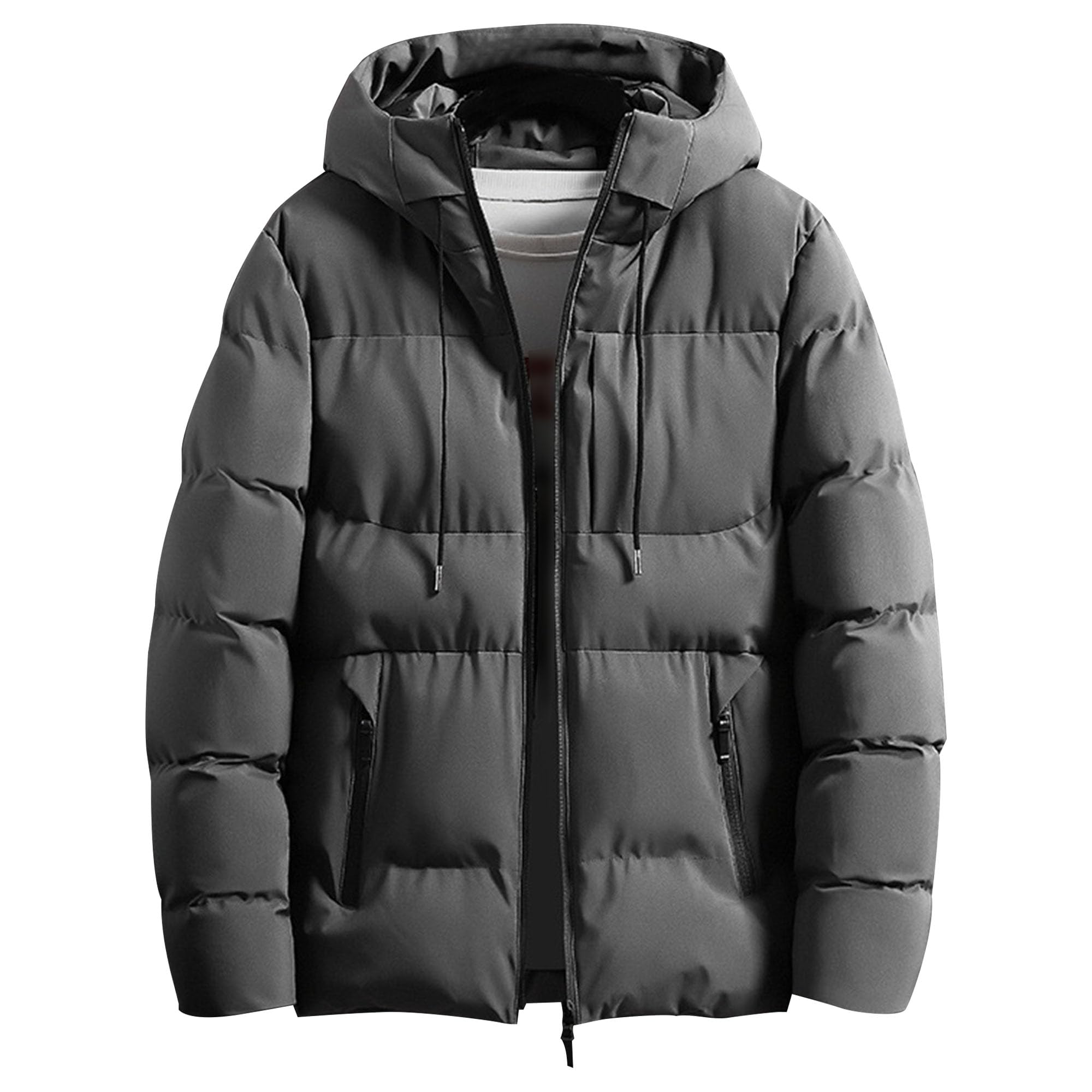 Mens Winter Coats Thermal Puffer Jacket Zip Up Thicken Warm Padded Jacket Windproof Waterproof Cotton Down Coats