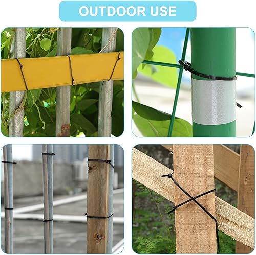 Miniatura 6 de 200 bridas de 8 pulgadas, color negro, bridas de alta resistencia, bridas de cable de 40 libras de resistencia, envolturas industriales de nailon