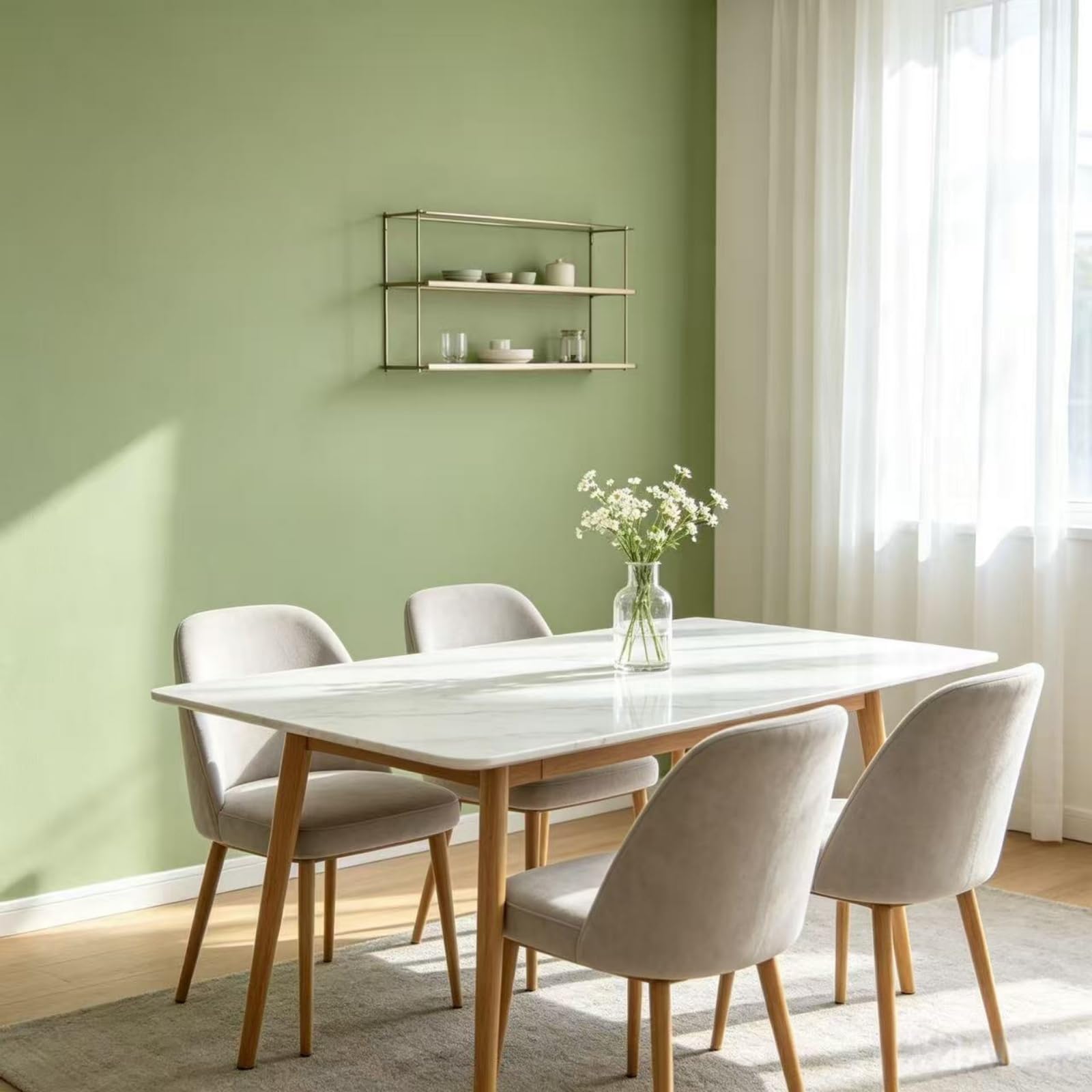 Rotolo di carta da parati termica autoadesiva, con pellicola adesiva staccabile, 5 mm di spessore, colore grigio bianco, per pareti fredde del soffitto della cucina (verde matcha, L)