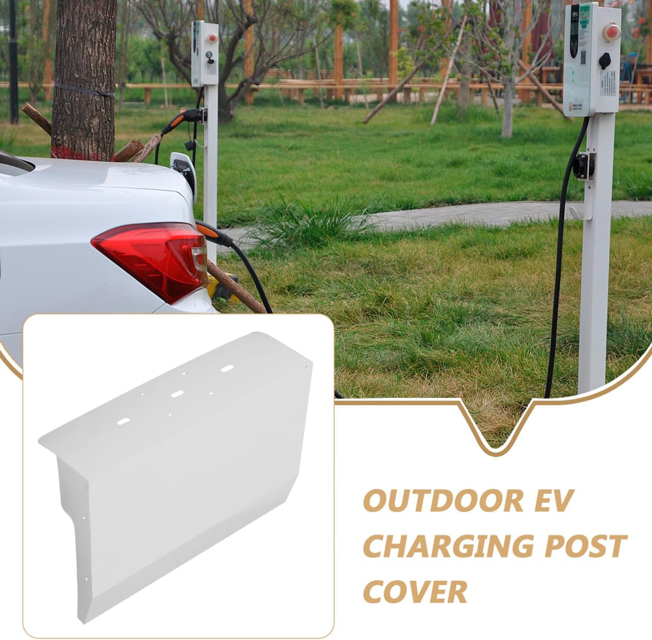 POPETPOP Outdoor Ev Charging Station Cover Weatherproof Rain Shield with Ventilated Design for Wall Mounted Electric Vehicle Charging Post Protection 16.92X11.81X4.72In