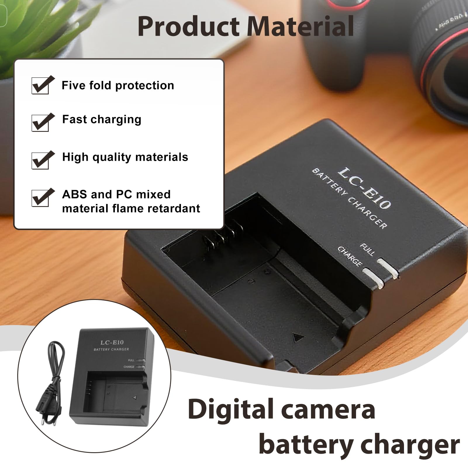 LP-E10 LC-E10C Chargeur de batterie mural rapide compatible avec appareils photo numériques Canon EOS