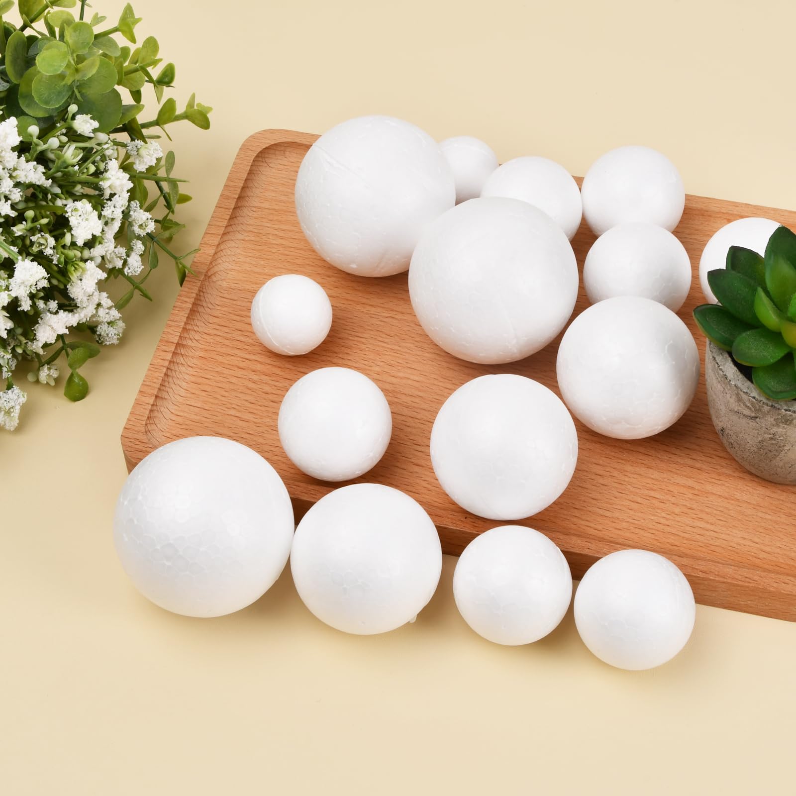 HXJDAM 75 stuks piepschuimballen, piepschuimballen, polystyreenballen, wit, piepschuim ballen voor knutselen, kunstdecoratie, doe-het-zelf, handwerk (5 maten: 15 voor 2 cm, 2,5 cm, 3 cm, 4 cm en 5 cm