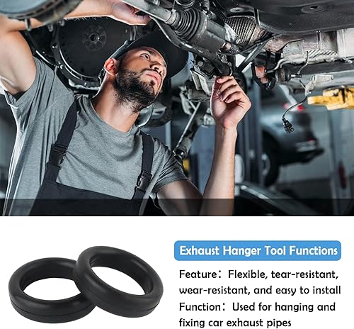 Miniatura 3 de 4 ganchos de escape de automóvil, anillos tóricos – Silenciador de goma para suspensión aislante de montaje de buje – Herramienta universal de