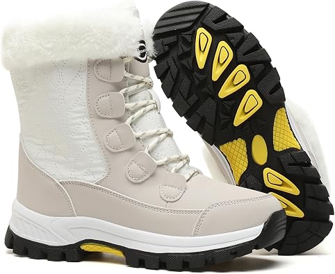 Womens Snow Boots Winter Waterproof Warm Fur Lined Mid Calf Booties