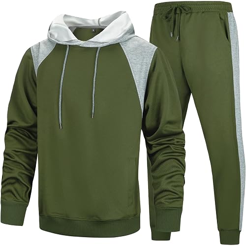 TOLOER Mens Track Suits 2 Piece Set Quarter Zip Hoodie Outdoor Sweat Suits