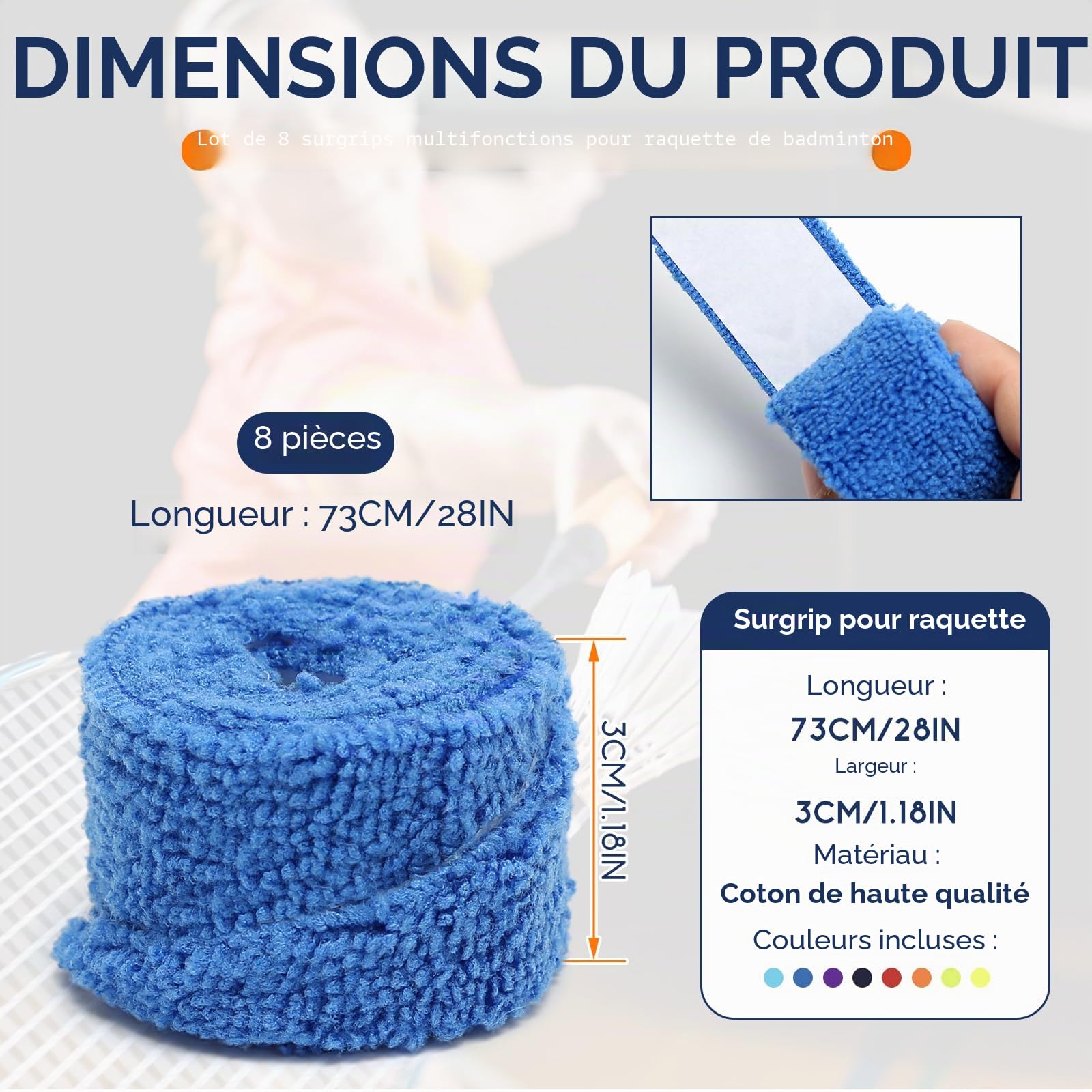 Set De 8 Anneaux En Silicone Pour Raquette De Tennis Ou Badminton – Anti-dérapant, élastique Et Facile à Installer