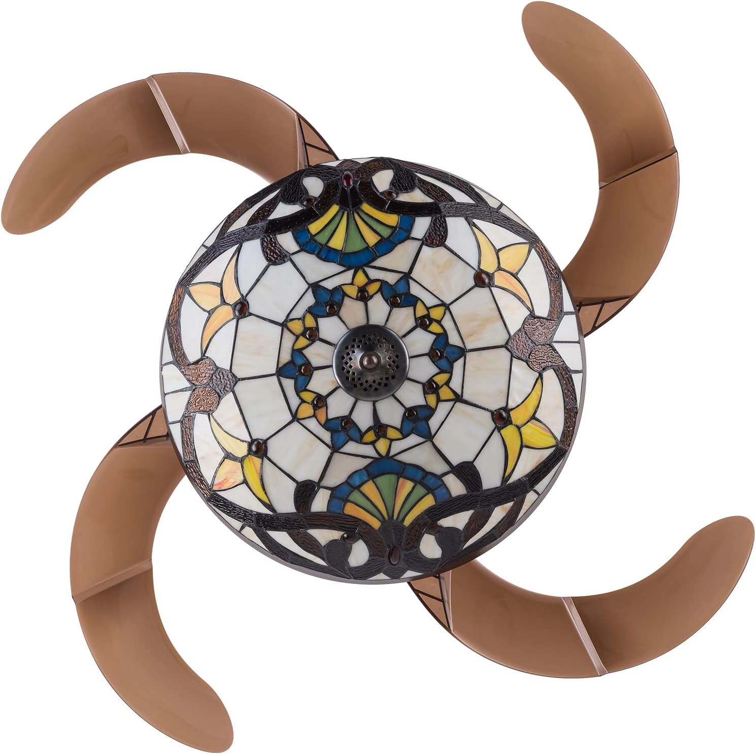 42 Inch Tiffany Retractable Ceiling Fan with Lights and Remote Modern Reversible Fandelier Ceiling Fan Light Kit for Living Room Bedroom Kitchen 3 Color Speed Adjustable Smart Fan