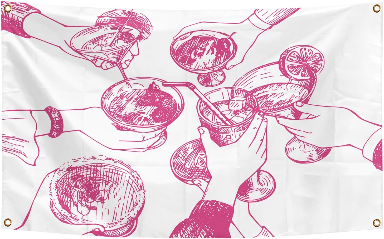 Pink Preppy Trendy Flag Art Wall Decor Tapestry 3×5 FT Banner with Four Grommets For Room Teen Girls Indoor Outdoor Party Bedroom And College Dorm Decor (Pink Preppy Trendy)