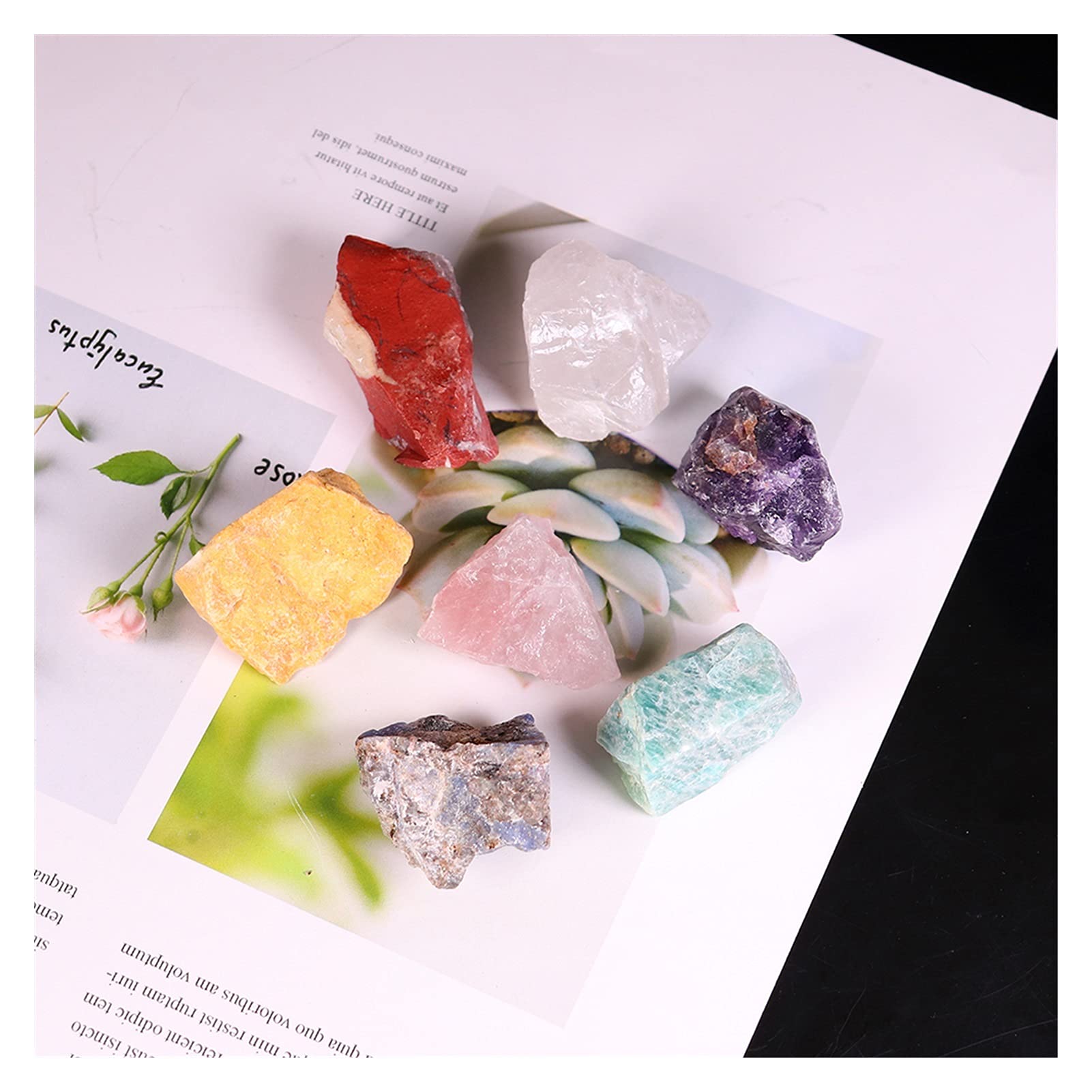 FIDEMM Cristal Natural en Bruto 7PCS / Set Piedra Preciosa Natural de Siete Colores Siete Chakras Cuarzo en Bruto Cristal sin pulir Colección de minerales de energía de Yoga