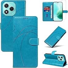 Cover Compatible with Honor 400 Lite 5G with 1 Piece Tempered Glass Screen Protector, PU Leather and Flip Case, Stand Function and Wallet Case (Sky Blue)