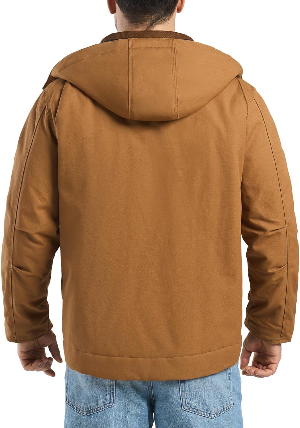 HISEA Winter Work Jackets for Men, Water Resistant Hooded Duck Canvas Coat, Relaxed Fit Insulated Utility Jacket with Pockets