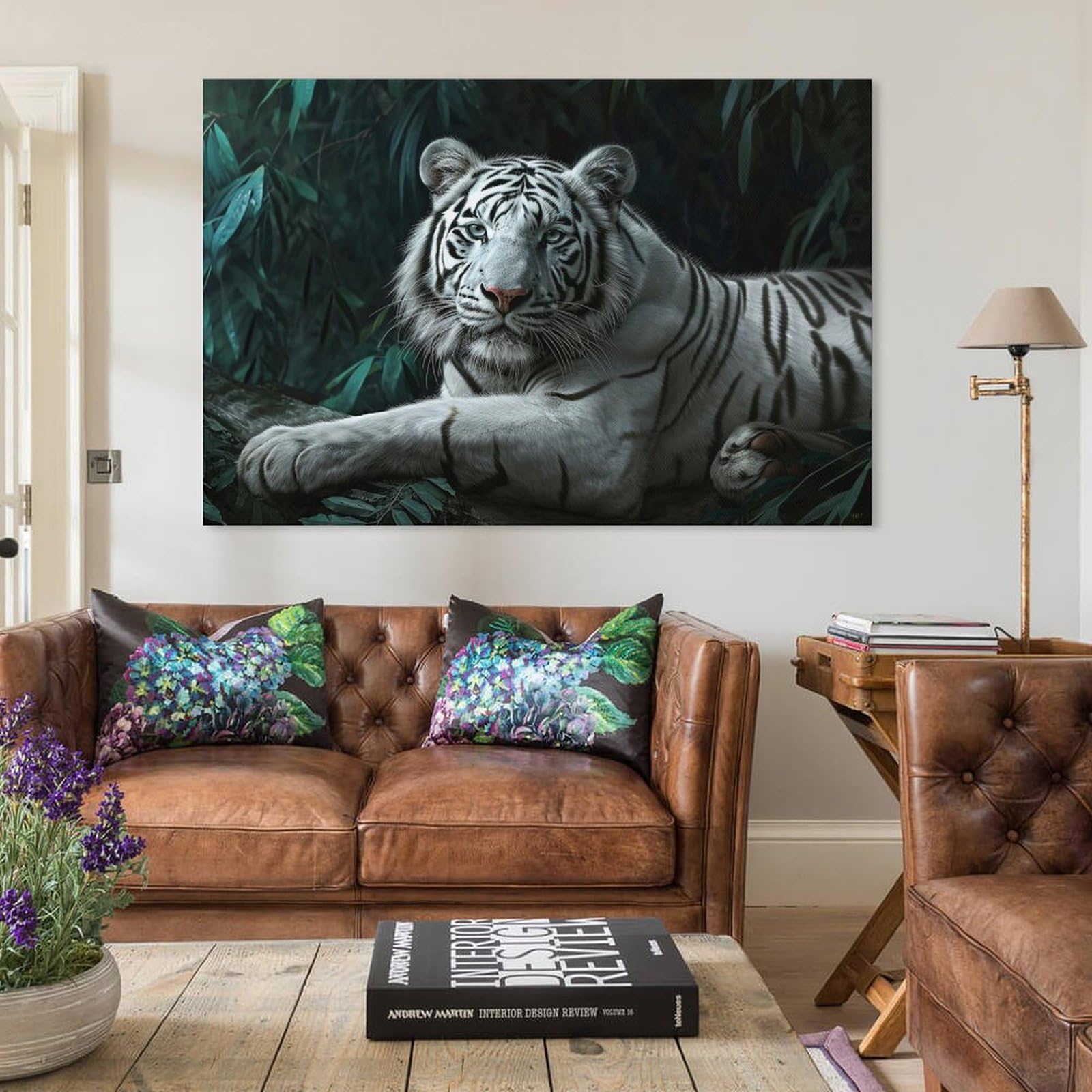 Amazon.co.jp: 絵画 ホワイトタイガーインテリア 絵画 動物写真撮影 超